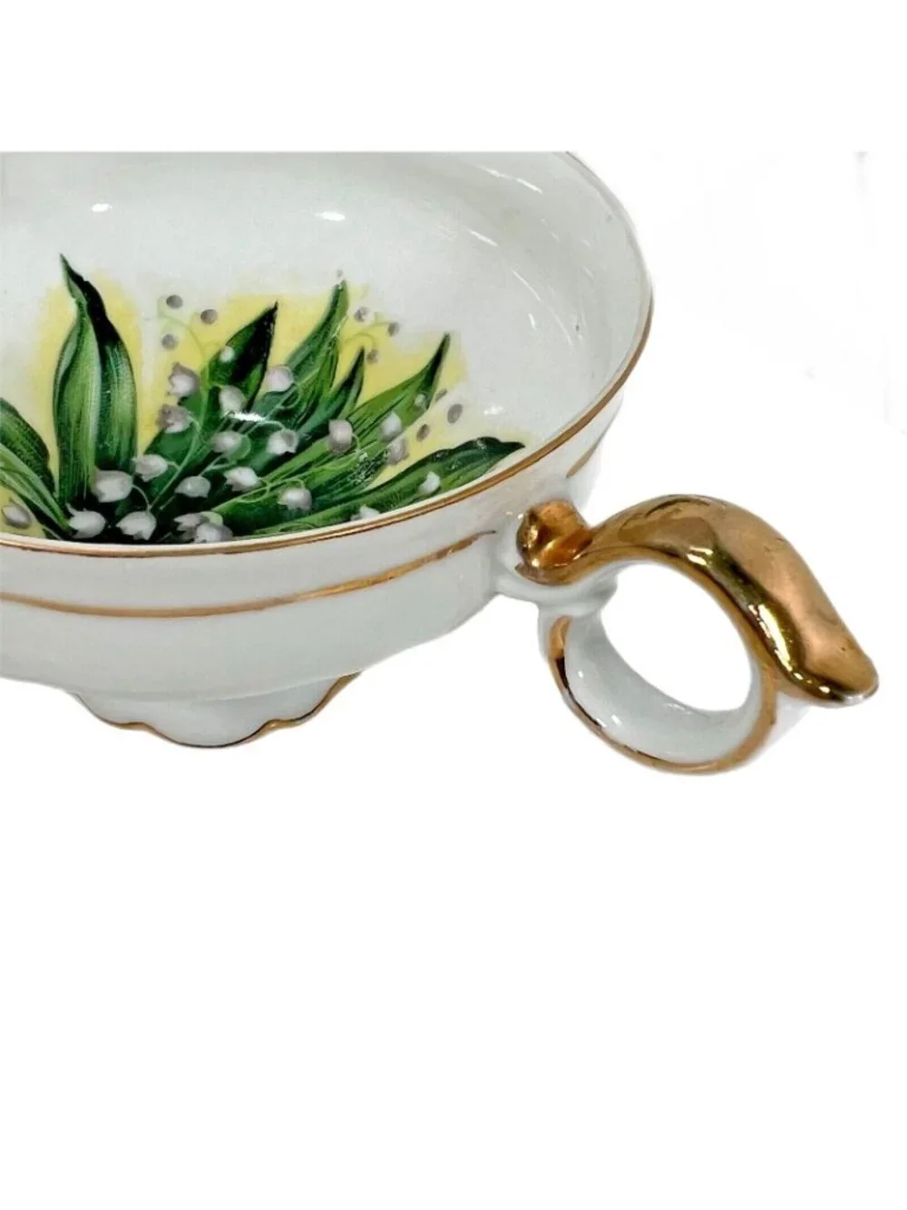 Vtg Norcrest Tea Cup Saucer Set Lily Of The Valley Floral Gold Trim Japan 5/986